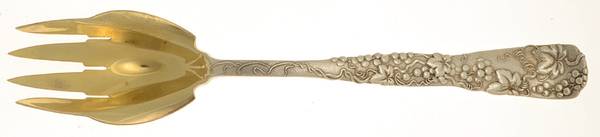 Vine-Multi Motif (Sterling, 1872) Oversize Solid Salad Serving Fork