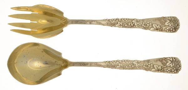 Vine-Multi Motif (Sterling, 1872) Solid Oversized Serving Salad Set