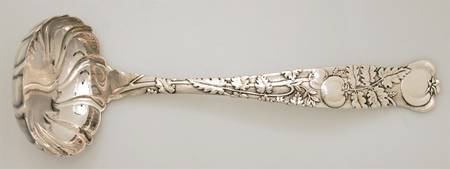 Vine-Multi Motif (Sterling, 1872) Solid Oyster Ladle with Fluted Bowl