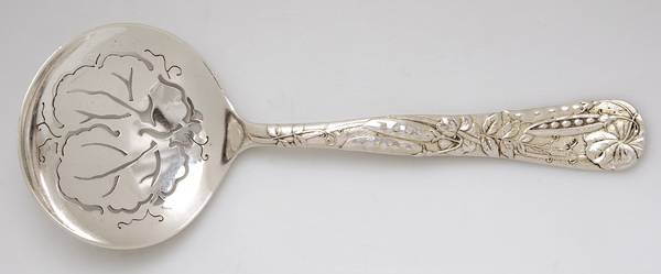 Vine-Multi Motif (Sterling, 1872) Large Pierced Pea Serving Spoon