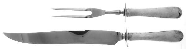 Hannah Hull (Sterling, 1927-1974) Large 2-Piece Roast Carving Set with Stainless Blade