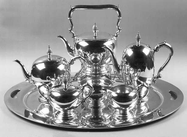 Sterling Hollowware 7 Piece Tea Set (SCP, STP, SCR, SSU, SWB, SKES & WTL)