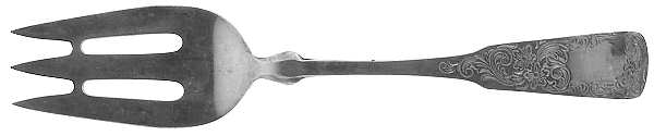 1690-Engraved (Sterling, 1980) Large Solid Cold Meat Serving Fork