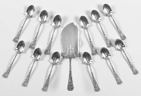 Arlington (Sterling, 1884) 13 Piece Ice Cream Set (Server and 12 Spoons)