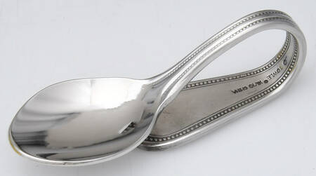 Beaded Antique (Stainless-Cutlery) Baby Spoon with Curved Handle HC