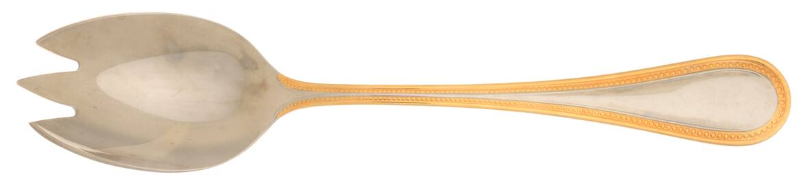 Beaded Antique Gold(Stainless, Gold Accent, Gls) 3 Tined Pierced Tablespoon (Serving Spoon)
