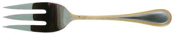Beaded Antique Gold(Stainless, Gold Accent, Gls) Large Solid Cold Meat Serving Fork