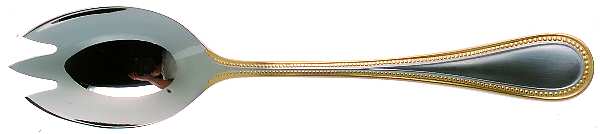Beaded Antique Gold(Stainless, Gold Accent, Gls) Pierced Tablespoon (Serving Spoon)