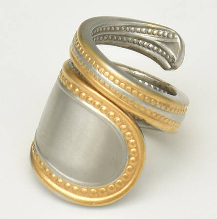Beaded Antique Gold (Stainless, Gold Accent, Satn) Finger Ring (Provide Size) HC