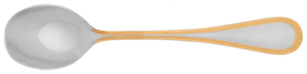 Beaded Antique Gold (Stainless, Gold Accent, Satn) Round Bowl Soup Spoon (Cream Soup) HC