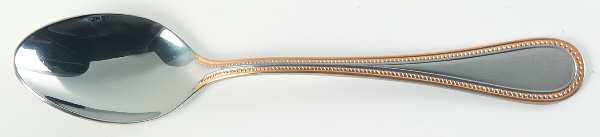 Beaded Antique Gold (Stainless, Gold Accent, Satn) Place/Oval Soup Spoon by Towle Silver