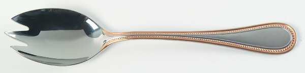 Beaded Antique Gold (Stainless, Gold Accent, Satn) Pierced Tablespoon (Serving Spoon) by Towle Silver