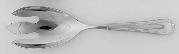 Beaded Antique (Silverplate, 1977) Salad Serving Fork with Plated Prongs