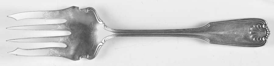 Benjamin Franklin (Sterling, 1904, T-Lion, No Mono) Large Solid Cold Meat Serving Fork