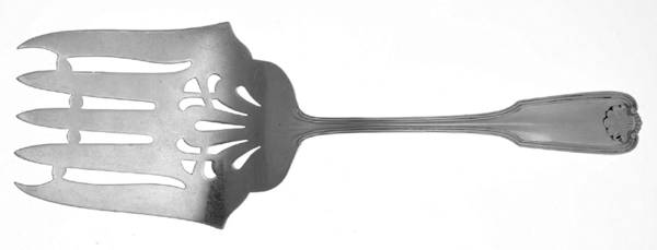 Benjamin Franklin (Sterling, 1904, T-Lion, No Mono) Large Solid Serving Asparagus Fork 5 Prong