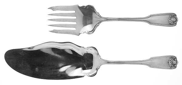Benjamin Franklin (Sterling, 1904, T-Lion, No Mono) 2 Piece Large Solid Fish Serving Set