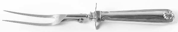 Benjamin Franklin (Sterling, 1904, T-Lion, No Mono) Large Stainless-Prong Roast Carving Fork
