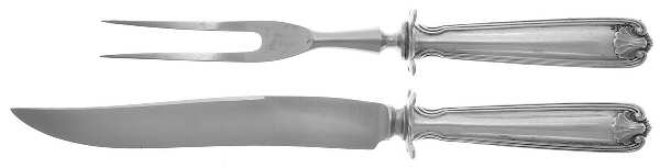Benjamin Franklin (Sterling, 1904, T-Lion, No Mono) Small Stainless Blade 2-Piece Steak Carving Set