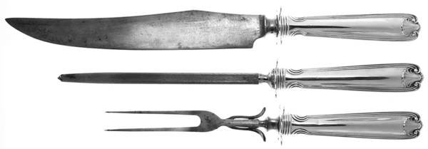 Benjamin Franklin (Sterling, 1904, T-Lion, No Mono) (3 Pc)Carving Set-Lg Stnbl/Roast w/Sterling Guard