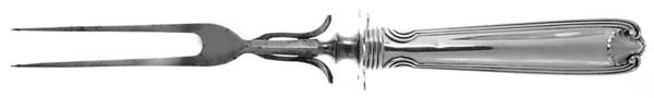 Benjamin Franklin (Sterling, 1904, T-Lion, No Mono) Lg Carving/Roast Fork-Stn Prong w/Sterling Guard