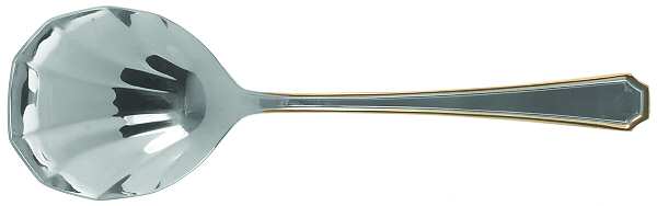 Beacon Hill (Stainless, Gold Accent) Pierced Solid Serving Spoon