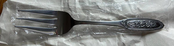 Beaded Rose (Stainless) Medium Solid Cold Meat Serving Fork