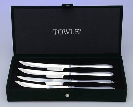Boston Antique (Stainless, Glossy) Individual Steak Knife Hlw Hdl Serrate Blade - Set of 4