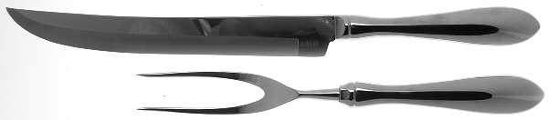 Boston Antique (Stainless, Glossy) Large 2-Piece Roast Carving Set w/Stainless Blade