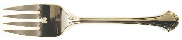 Boston Chippendale Gold (Gold Electroplate) Small Solid Cold Meat Serving Fork