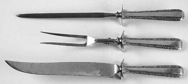 Candlelight (Sterling, 1934, No Monos) 3 Piece Small Carving Set W/Sterling Guard