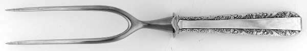 Candlelight (Sterling, 1934, No Monos) Large Stainless Prong Carving Fork W/Sterling Guar