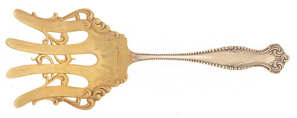 Canterbury (Sterling, 1893) 4 Prong Large Solid Serving Asparagus Fork
