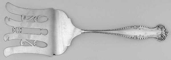 Canterbury (Sterling, 1893) 4 Prong Large Solid Asparagus Serving Fork