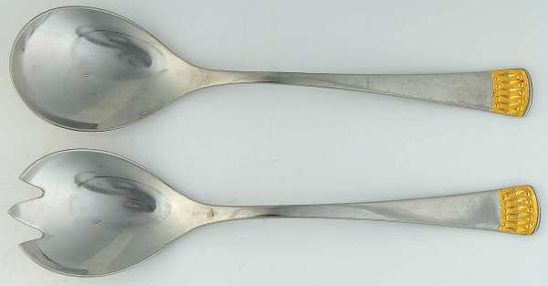 Ceremony-Gold Accent (Stainless) (2 Pc) Solid Salad Set by Towle Silver