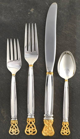 Celtic Weave Gold (Sterling) 4 Piece Dinner Size Setting