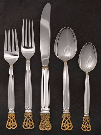 Celtic Weave Gold (Sterling) 5 Piece Place Size Setting