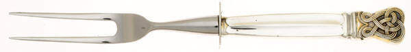 Celtic Weave Gold (Sterling) Small Steak Carving Fork with Stainless Prongs