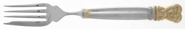 Celtic Weave Gold (Sterling) Individual Hollow Fish Fork, Stainless Tines