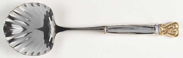 Celtic Weave Gold (Sterling) Casserole Spoon with Stainless Shell Bowl