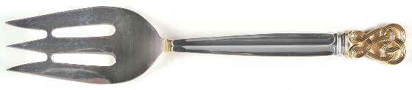 Celtic Weave Gold (Sterling) Large Solid Cold Meat Serving Fork