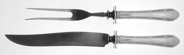 Chased Diana (Sterling, 1928, No Monos) 2 Piece Small Carving Set W/ Sterling Guard