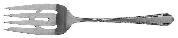 Chased Diana (Sterling, 1928, No Monos) Large Solid Cold Meat Serving Fork