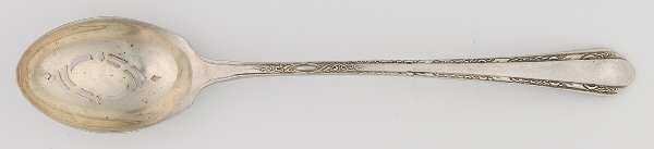 Chased Diana (Sterling, 1928, No Monos) Pierced Bowl Short Handle Olive Spoon