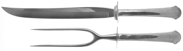 Chippendale (Sterling, 1937) Carving Set-2pc/Lg-Stnbl/Roast W/Sterling Guard
