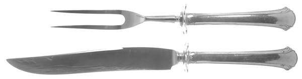 Chippendale (Sterling, 1937) 2 Piece Small Carving Set W Sterling Guard