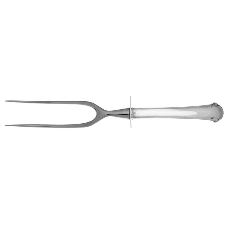 Chippendale (Sterling, 1937) Large Stainless Prong Carving Fork W/Sterling Guar