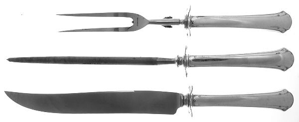 Chippendale (Sterling, 1937) (3 Pc)Carving Set-Lg Stnbl/Roast w/Sterling Guard