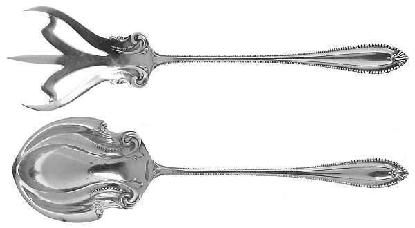 Cordova (Sterling, 1902, No Monograms) 2 Pc Large Lettuce Serving Set