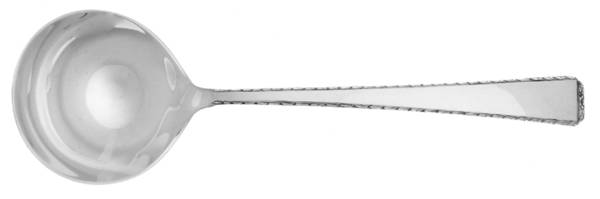 Craftsman-Carved (Sterling, 1933) Round Bowl Soup Spoon (Bouillon) by Towle Silver