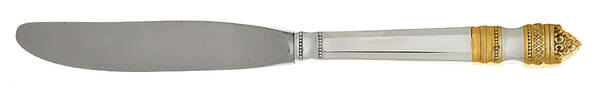 Danish Baroque Gold (Sterling, 1974) Modern Hollow Butter Spreader (Stainless)